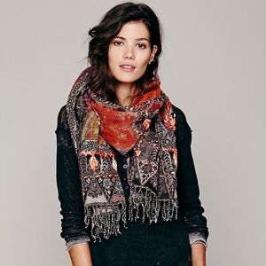 Free people embroidered dye artisan scarf